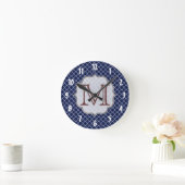 Horloge Ronde Navy Blue Quarterfoil (Maison)