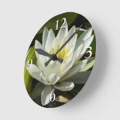 Horloge Ronde Nénuphar blanc et bud Floral (Angle)