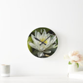 Horloge Ronde Nénuphar blanc et bud Floral (Maison)