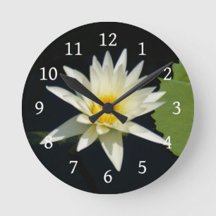 Horloge Ronde Nénuphar blanc Lotus