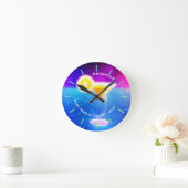 Horloge Ronde Neon COCKTAIL Hour Tropical Personnalisé Mur (Maison)