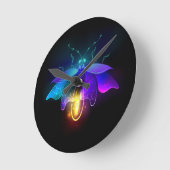 Horloge Ronde Neon Firefly sur noir (Angle)