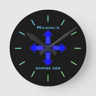 Horloge Ronde Neon Light GAMING DEN Joueurs personnalisés cadeau