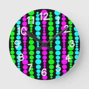 Horloge Ronde Neon Modern Rectangles