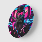 Horloge Ronde néon ninja (Angle)