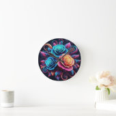 Horloge Ronde Neon Roses (Maison)