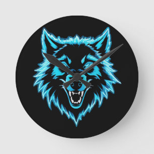 Horloge Ronde Neon Wolf
