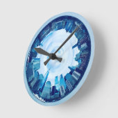 Horloge Ronde new york skyline ou skyscrapers en round clock (Angle)
