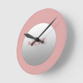 Horloge Ronde Nièce Rose Et Argent (Angle)