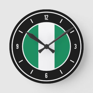 Horloge Ronde Nigeria Drapeau élégant