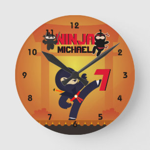 Horloge Ronde NINJA Star de cinéma Guerrier qui botte les enfant