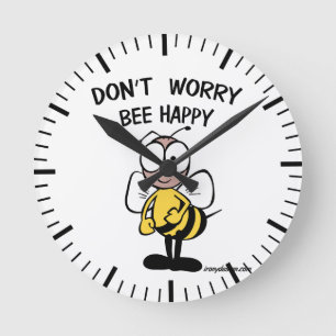 Horloge Ronde N'inquiétez pas l'abeille heureuse