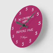 Horloge Ronde No Drinking Wine Before Five Funny Burgundy (Angle)