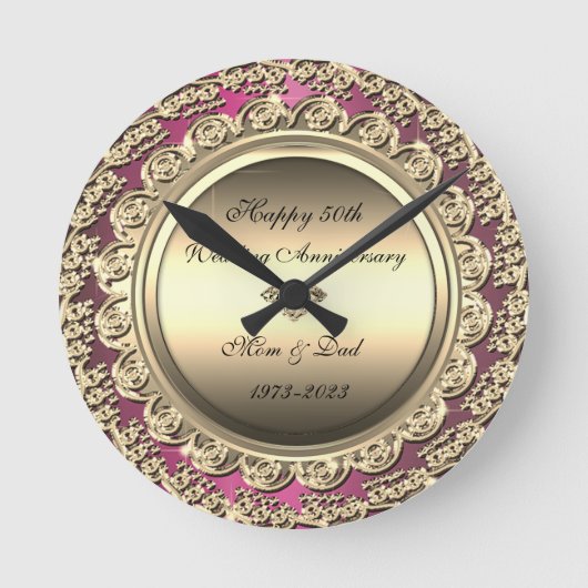 Horloge Ronde Noces de diamant violet or 50e anniversaire de mar (Recto)