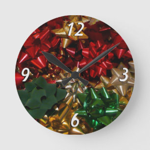 Horloge Ronde Noël Bows colorés Festive vacances