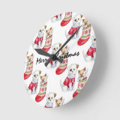 Horloge Ronde Noel Chien & Chat Stockings (Angle)