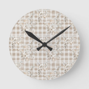 Horloge Ronde Noël cosy tons terreux floral