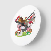 Horloge Ronde Noël des animaux de ferme (Angle)