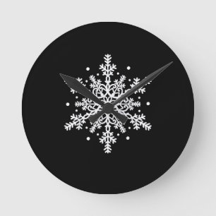 Horloge Ronde Noël d'hiver Flocon de neige Groupe de corresponda