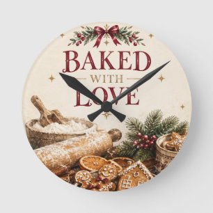 Horloge Ronde Noël européen élégant, Boulangerie de pain d'épice