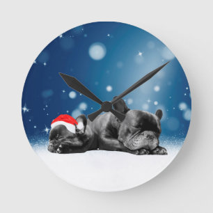 Horloge Ronde Noël Français Chien de taule Chien Chien de Chien