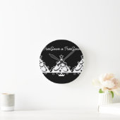 Horloge Ronde Noël noir et blanc Sauvez l'arbre (Maison)