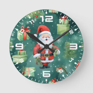 Horloge Ronde Noël Père Noël Motif sans couture-82909