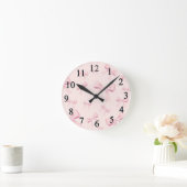 Horloge Ronde Nœuds roses mignons tendance Chambre à coucher Coq (Maison)