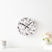 Horloge Ronde Nœuds ruban rose tendance mignons contourné en noi (Maison)