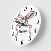 Horloge Ronde Nœuds ruban rose tendance mignons contourné en noi (Angle)