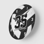 Horloge Ronde noir blanc équipe couleurs joueurs nom volley (Angle)