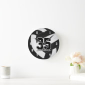 Horloge Ronde noir blanc équipe couleurs joueurs nom volley (Maison)
