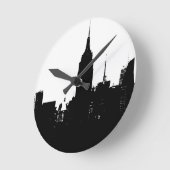 Horloge Ronde Noir blanc New York Silhouette (Angle)