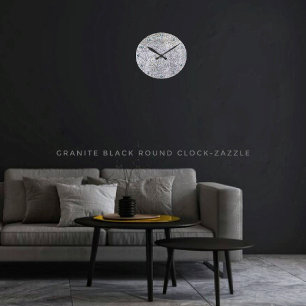 Horloge Ronde Noir de granit