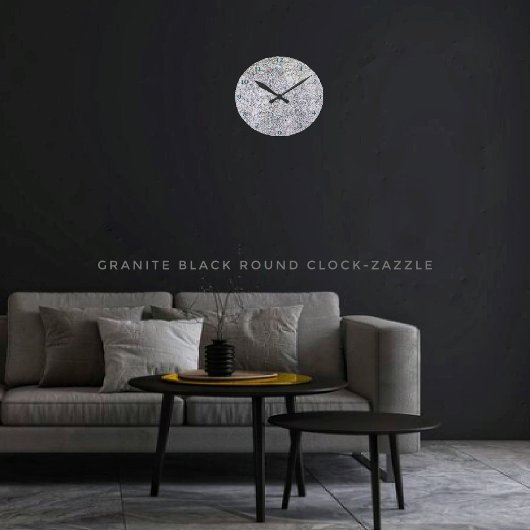 Horloge Ronde Noir de granit
