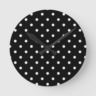 Horloge Ronde Noir et blanc à pois