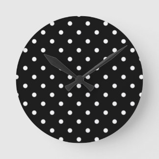 Horloge Ronde Noir et blanc à pois