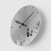 Horloge Ronde Noir et blanc de patte de chat (Angle)