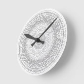 Horloge Ronde Noir et Blanc Round Mandala v3 (Angle)