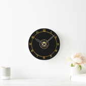 Horloge ronde noire et or (Maison)