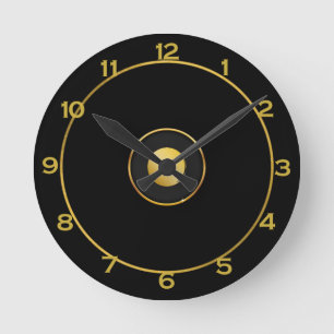 Horloge ronde noire et or