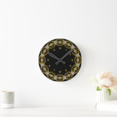 Horloge ronde noire et or (Maison)