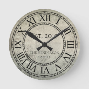 Horloge Ronde Nom de famille élégant vintage chiffre romain rust