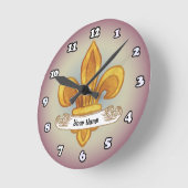 Horloge Ronde Nom de famille Fleur De Lis (Angle)