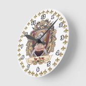 Horloge Ronde Nom de famille Knight Shield (Angle)