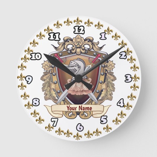 Horloge Ronde Nom de famille Knight Shield (Recto)