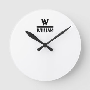 Horloge Ronde Nom de monogramme personnalisé