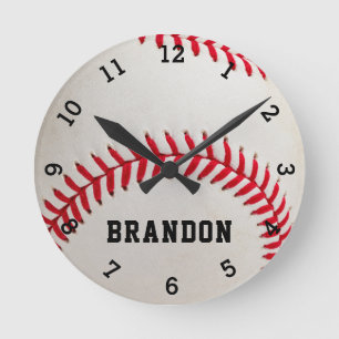 Horloge Ronde Nom du joueur de baseball Personnalisé