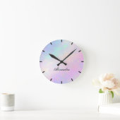 Horloge Ronde Nom du monogramme du script d'Iridescente personna (Maison)