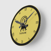 Horloge Ronde Nom du monogramme Kitty initial Chat Lover Or Noir (Angle)